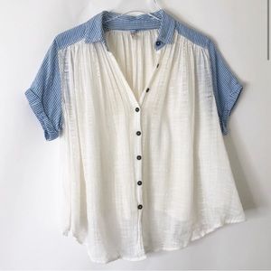 Free People Button Down Flowy Crop